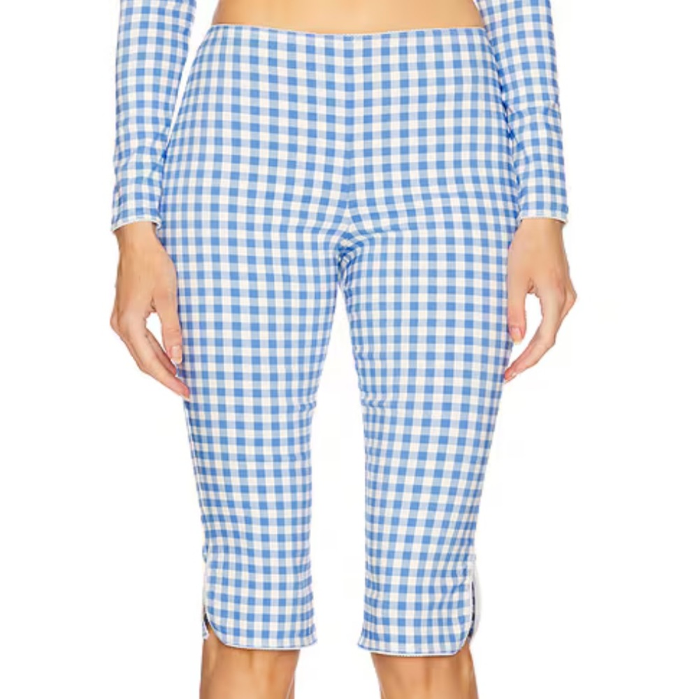 Frankie's Bikinis Blue Gingham Capris